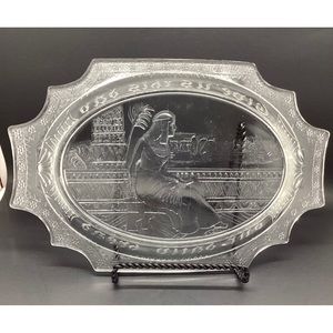 Cleopatra Egyptian Bread Plate Antique Glass Tray Boston Sandwich Co. 13”x9